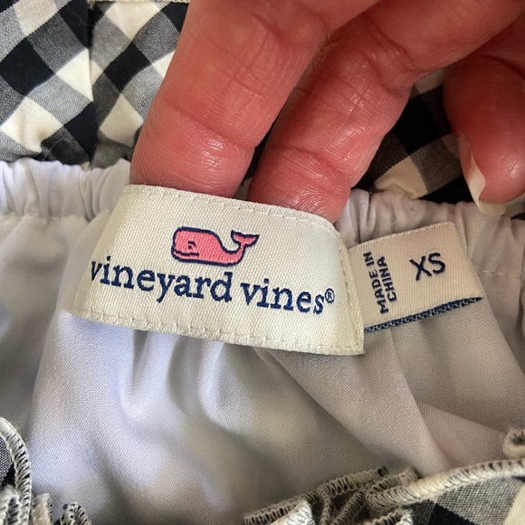 Vineyard Vines Mini Dress XS Gingham Check Black White - Picture 3 of 11